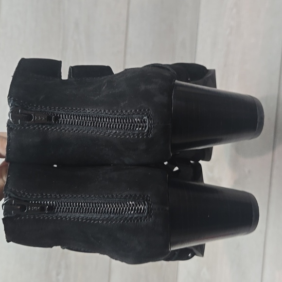 Vionic Women Harlow Black Suede Ankle Boots Open Toe Strappy Shoes Sz 10 - Picture 5 of 11